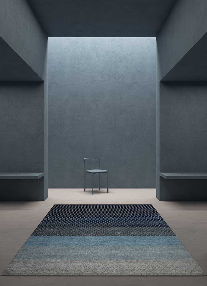 uvenuti blue wool and bamboo silk hand knotted Rug - RoomScene