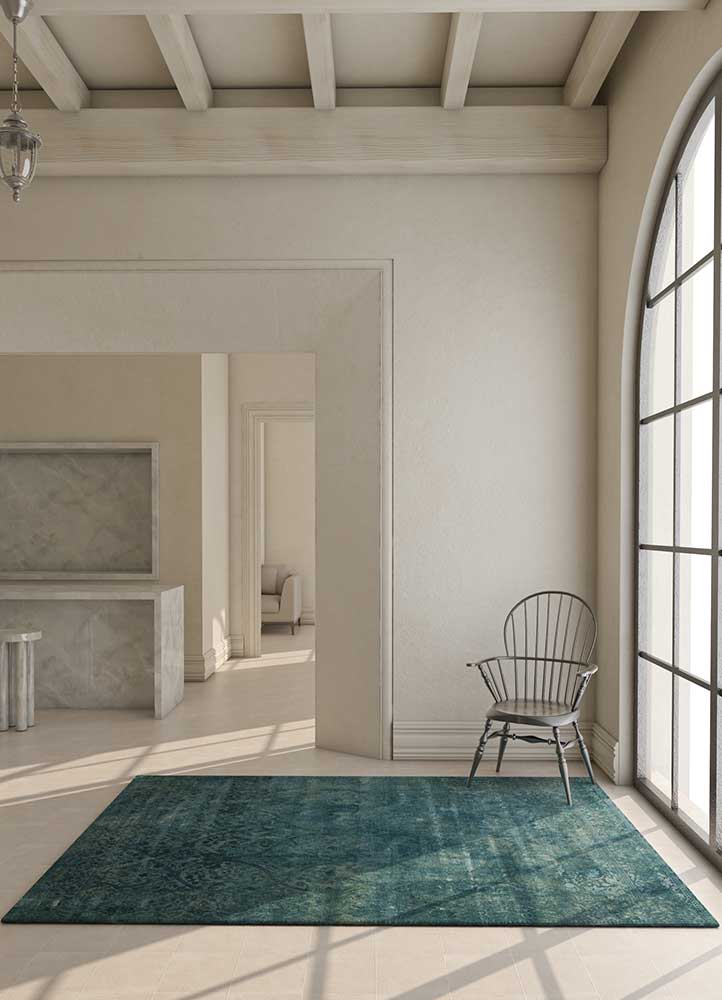 lacuna blue wool and silk hand knotted Rug - RoomScene