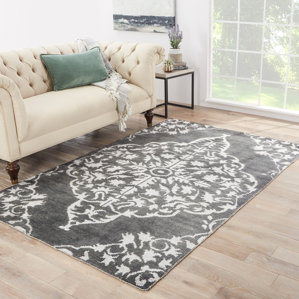revolution grey and black wool and viscose hand knotted Rug - RoomScene