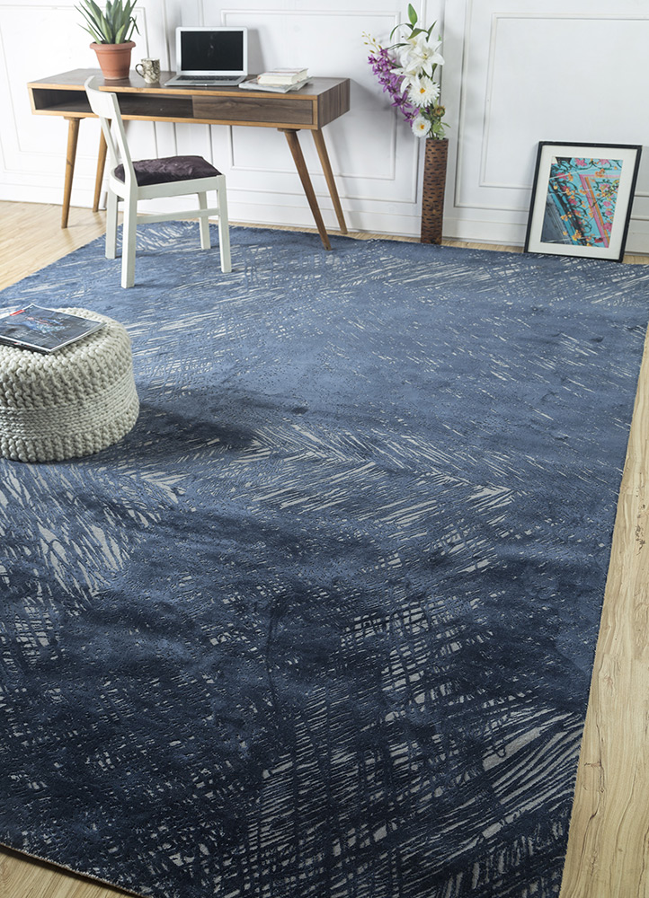 free verse by kavi grey and black wool and silk hand knotted Rug - RoomScene