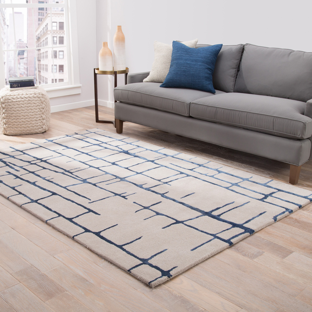 transcend grey and black wool and viscose hand tufted Rug - RoomScene
