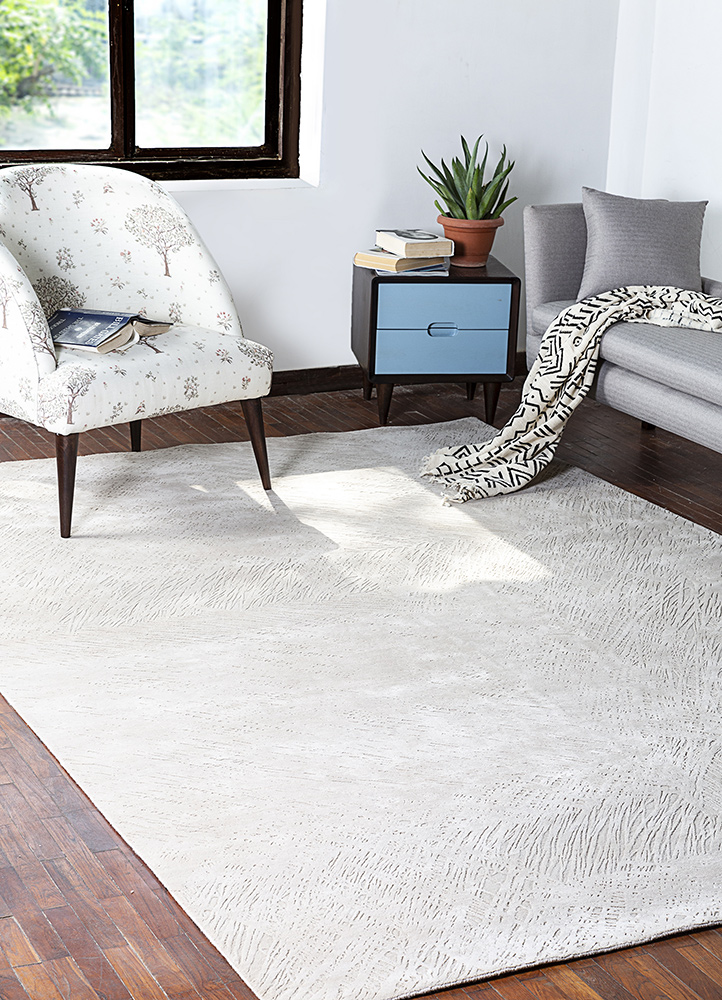 free verse by kavi ivory wool and silk hand knotted Rug - RoomScene